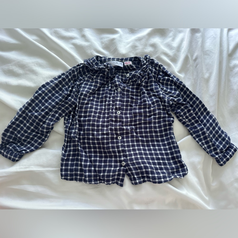 Zara kids blue and white top Sz 3-4